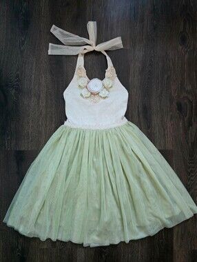 Frilly Frocks boutique 3D flower embellished sage tulle dress
